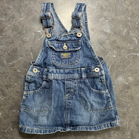 OshKosh Bgosh Denim Overalls Dress Girls Size 2 Vestbak Vintage. - Picture 1 of 7